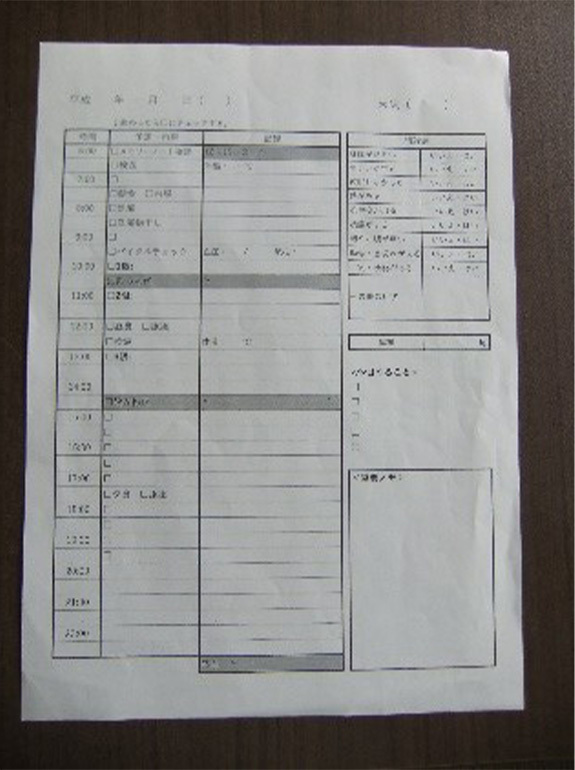 メモリーノートを活用した予定管理訓練の一例